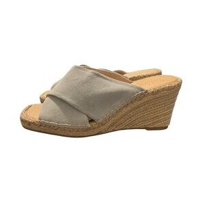Splendid Britt Size 9M Beige‎ Suede Leather Espadrille Wedge Sandals Slide